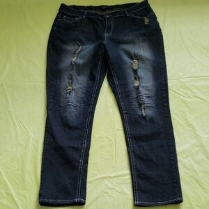 Modern ASHLEY STEWART dark blue straight leg jeans